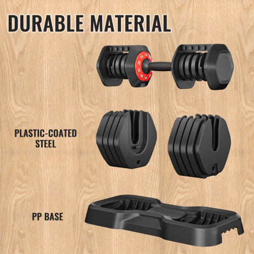 Adjustable dumbbell set, male and female 10 in 1 free dumbbell black rotating handle for quick adjustment (10 gears/55 pounds)