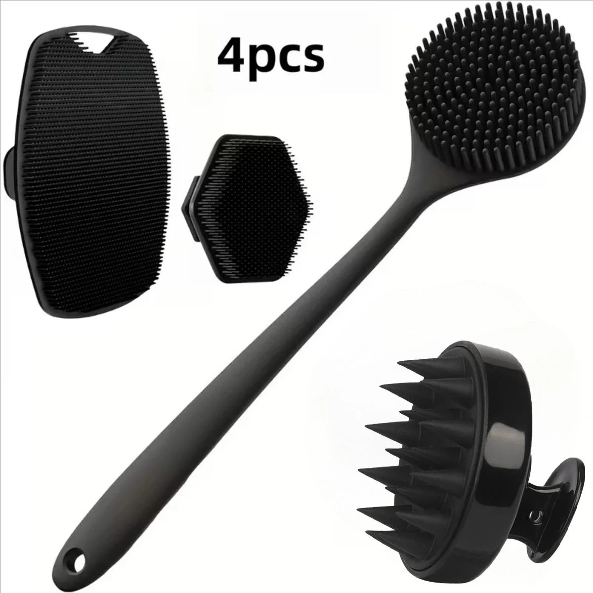 4PCS Set Silicone Body Scrubber Soft Exfoliating Brush for Face Gentle Shower Massage and Skin Cleansing Bathroom Accessories