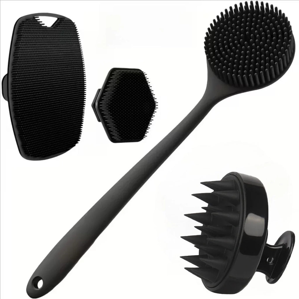 4PCS Set Silicone Body Scrubber Soft Exfoliating Brush for Face Gentle Shower Massage and Skin Cleansing Bathroom Accessories