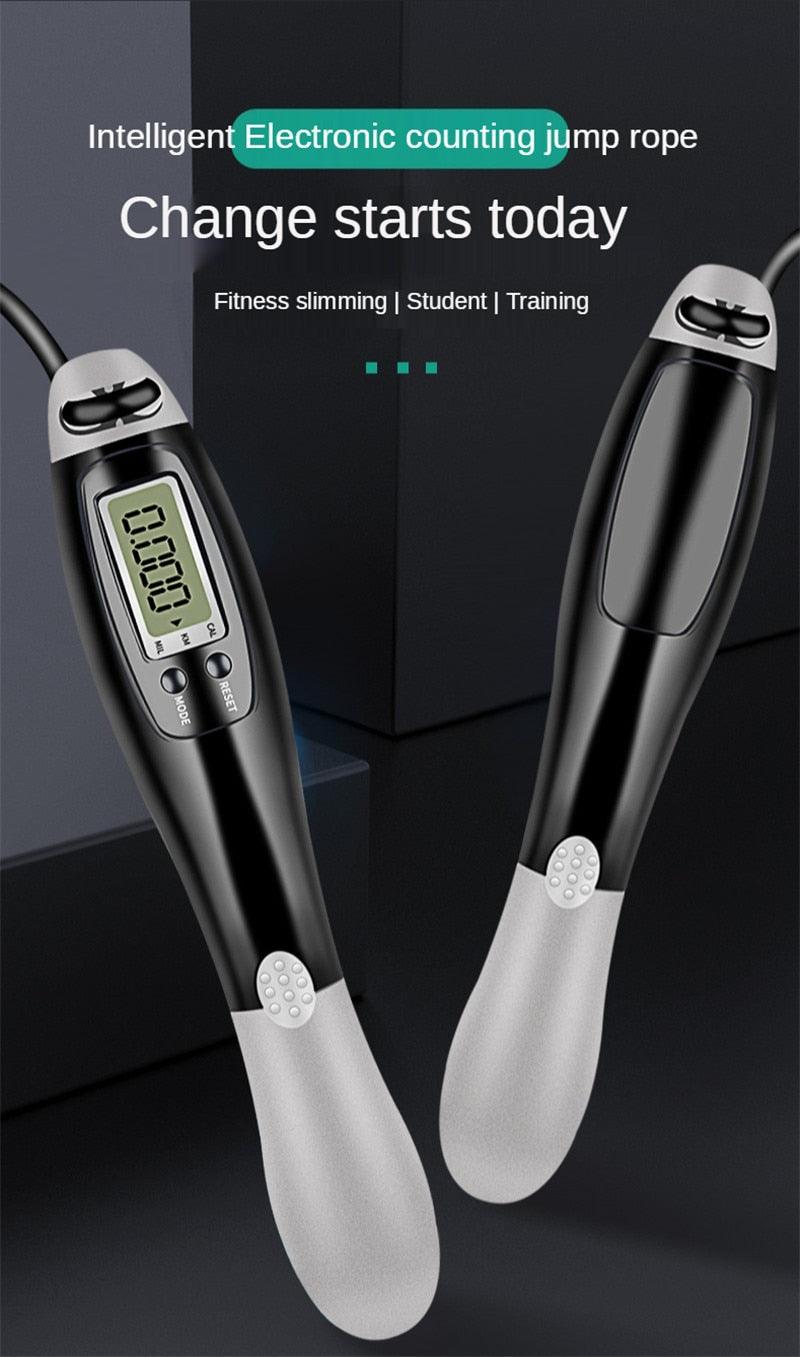 Electronic Cordless Skipping Rope Gym Fitness Skipping Smart Jump Rope With LCD Screen Counting Speed Women Jumprope For Fitness Workout Crossfit Adult Kids Adjustable Skipping Rope For Exercise